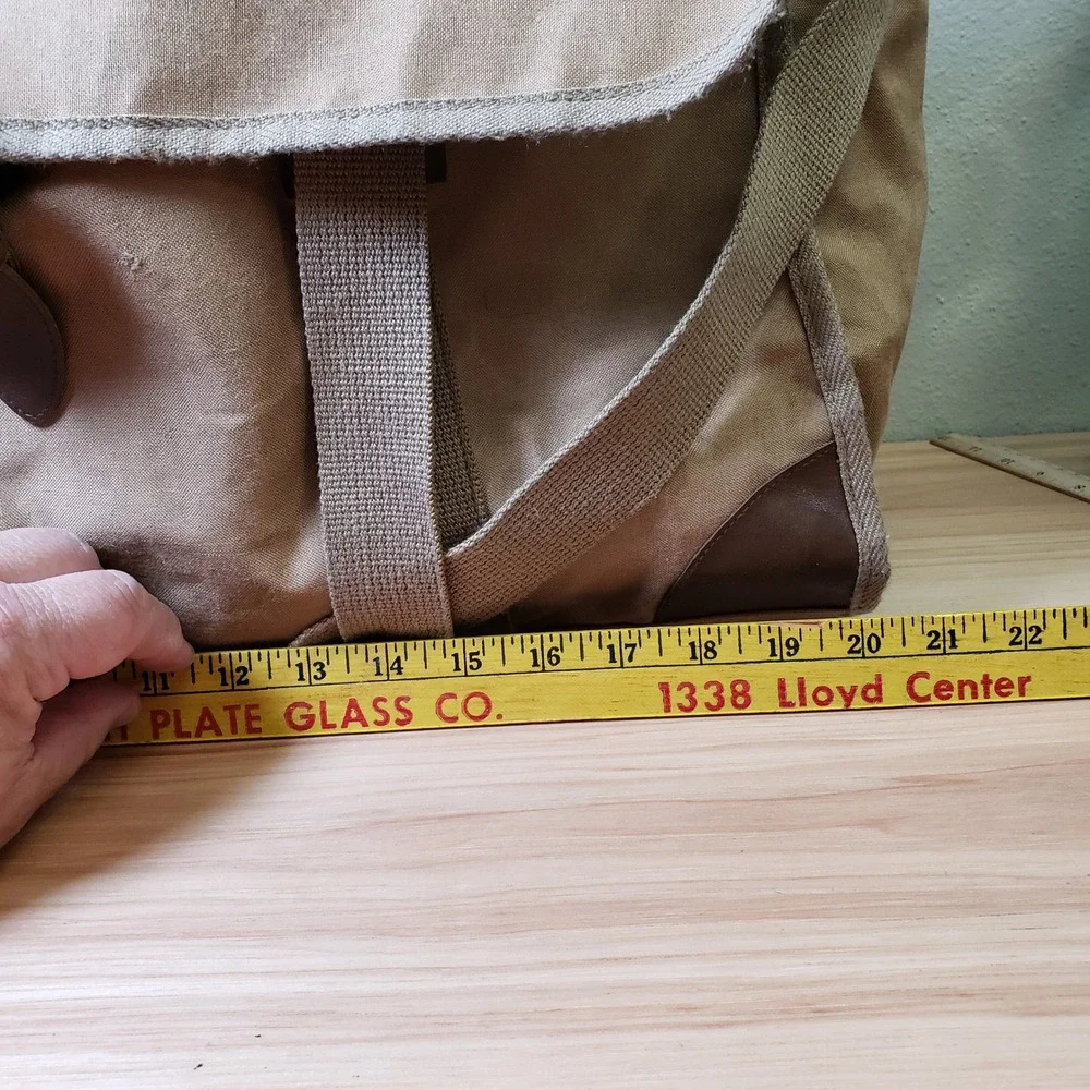 Vintage Ralph Lauren Canvas Messenger Bag Tan Brown Utilitarian Office Travel